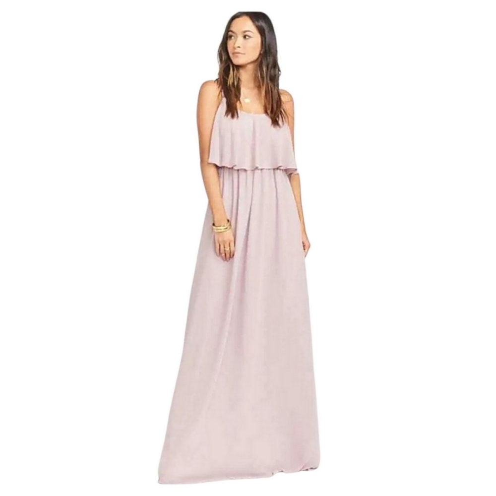 SHOW ME YOUR MUMU Caitlin Ruffle Maxi Dress Neutral Mauve Womens 1X